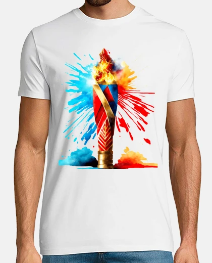 Tee-shirt flamme JO porteur de la torche personnalisable 