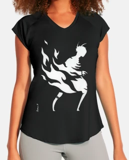 flammes 1 T-shirt sport femme noir