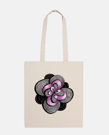 Sac fleur abstraite en violet gris noir