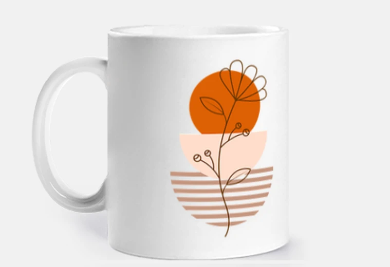 Mug fleur avec coucher de soleil, tasse