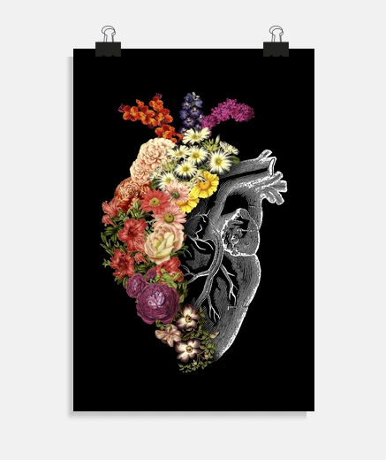 Poster fleur coeur printemps