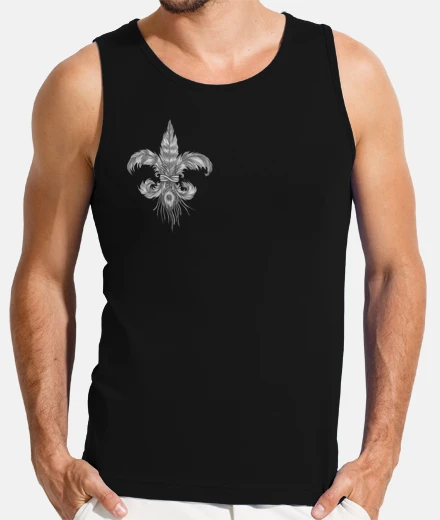 T-shirt fleur de lys petto piuma. l'uomo, senza maniche, nera