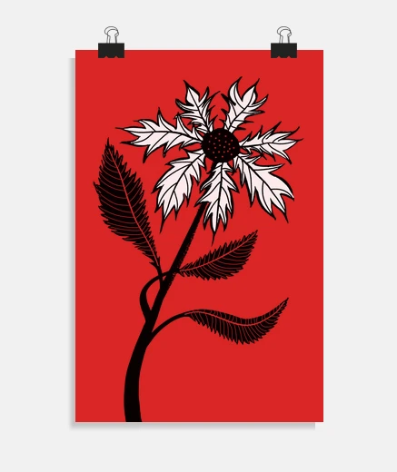 Poster fleur gothique noire et blanche à l39en