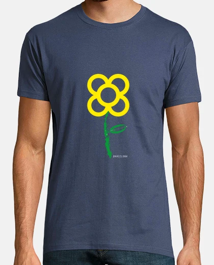 Tee-shirt fleur pa not barcelone jaune fond sombr