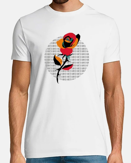 Tee-shirt Fleur rose LOVE HATE