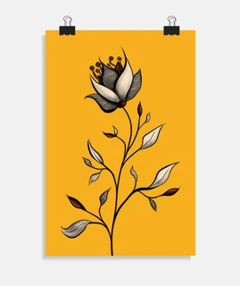 fleur élégante en jaune et gris