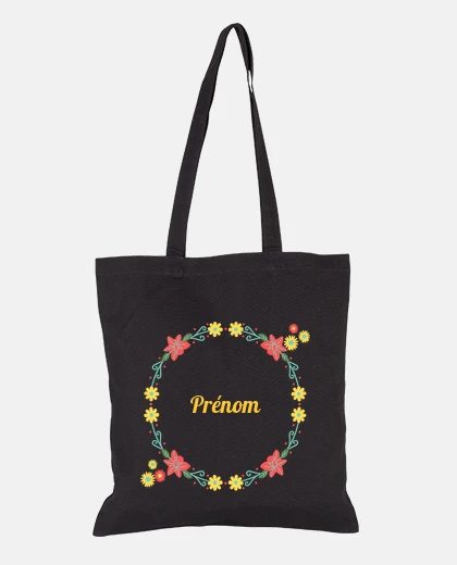 Sac Fleurs - prenom personnalisé