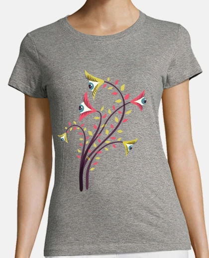 Tee-shirt fleurs étranges des yeux qui regardent