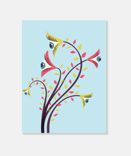 Tableau fleurs étranges des yeux qui regardent