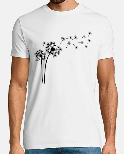 Camiseta flor de diente de león negro