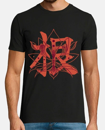Camiseta flor de loto escritura asiática