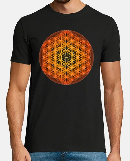 Camiseta flor dimensional de la vida naranja