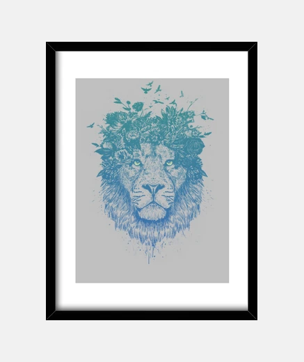 Framed floral lion