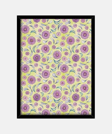 Framed floral on lime