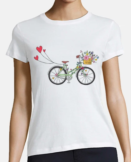 T-shirt floral retro bicycle - baseball t shirt - t shirt