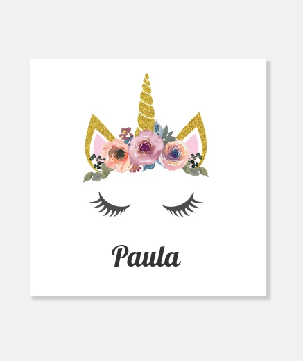 Wall floral unicorn with customizable name