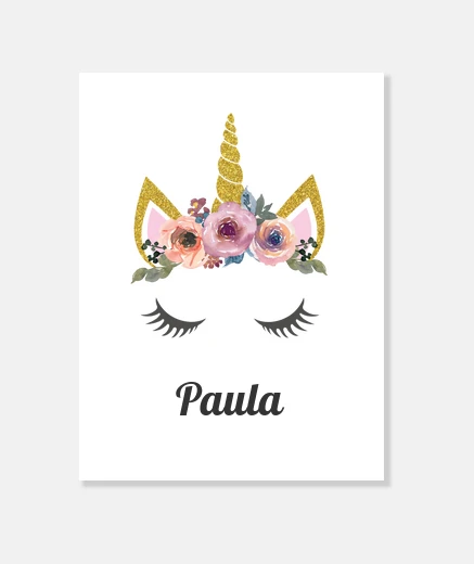 Wall floral unicorn with customizable name
