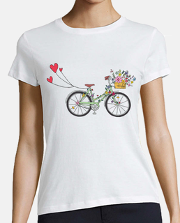 floral retro bicycle - baseball t shirt - t shirt
