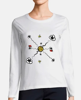 Flores. Mujer, manga larga, blanco
