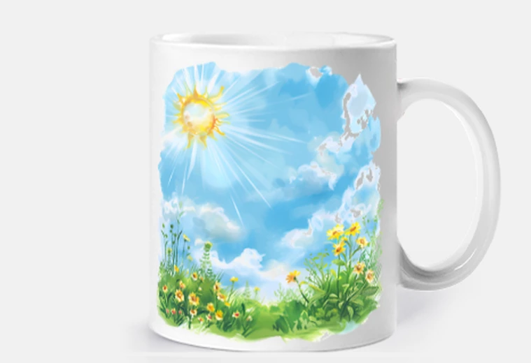 Cup flowers sun close good weather yellow cup coffee tea infusion herbal tea