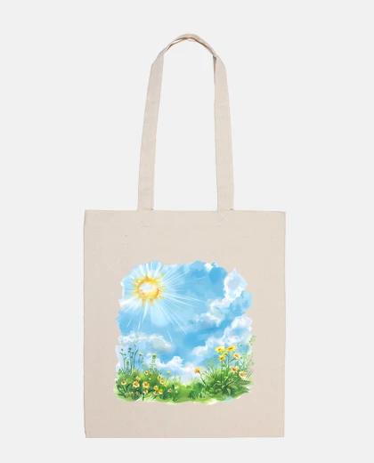 Bag flowers sun near good weather yellow bag vacation beach mountain hiking tote