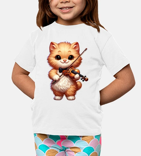 Kids Fluffy Kitten Musical Violin Musician