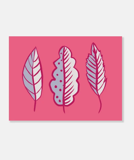 Stampa foglie astratte rosa blu