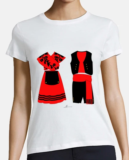T-shirt folclore dell&#39;estremadura. donna, manica corta, bianco, qualità premium
