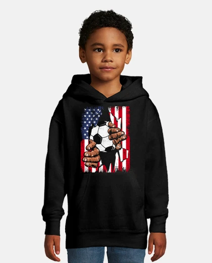 Kids football soccer player american flag