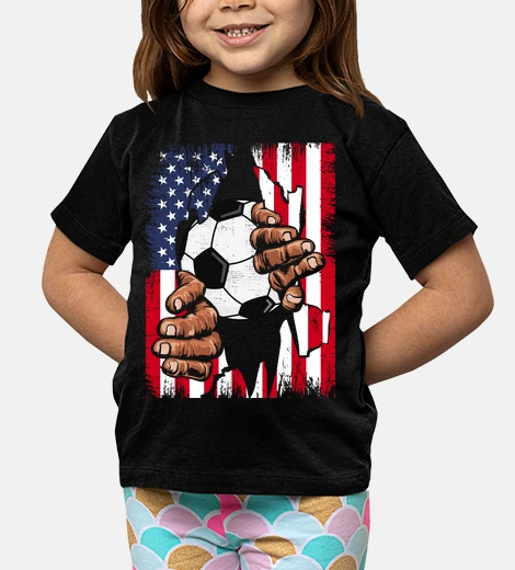 Kids football soccer player american flag