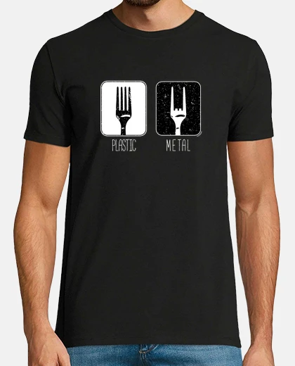 T-shirt forcella trasformata da plastica a metallo divertente pun metalcore heavy metal plastica regalo forc