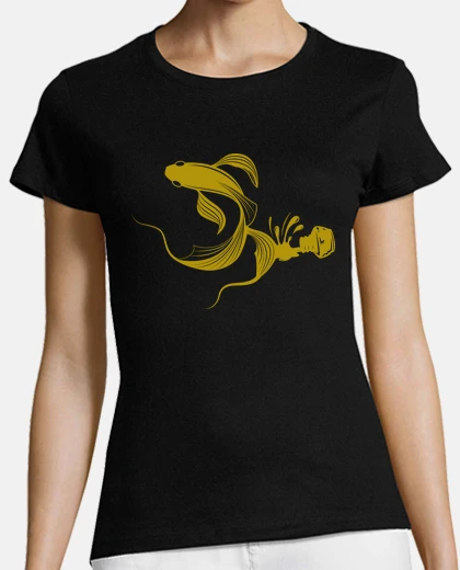 Tee-shirt forme de poisson à l39encre renversée e