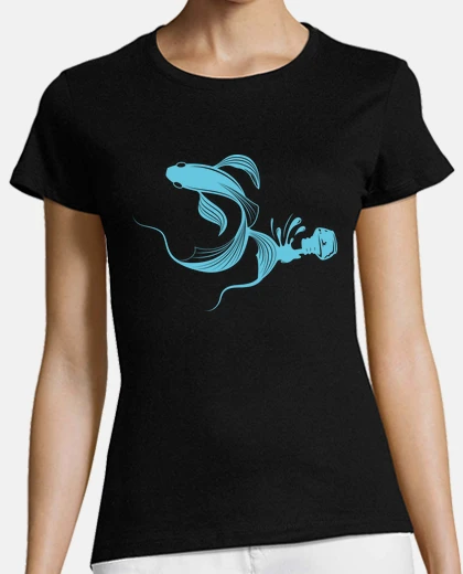 Tee-shirt forme de poisson à l39encre renversée e