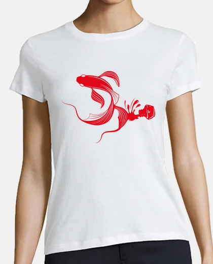 Tee-shirt forme de poisson à l39encre renversée e