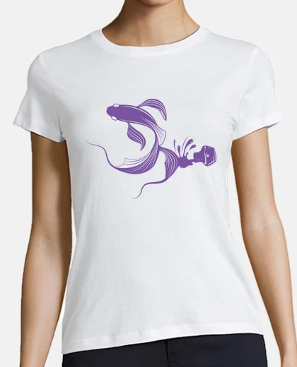 Tee-shirt forme de poisson à l39encre renversée e