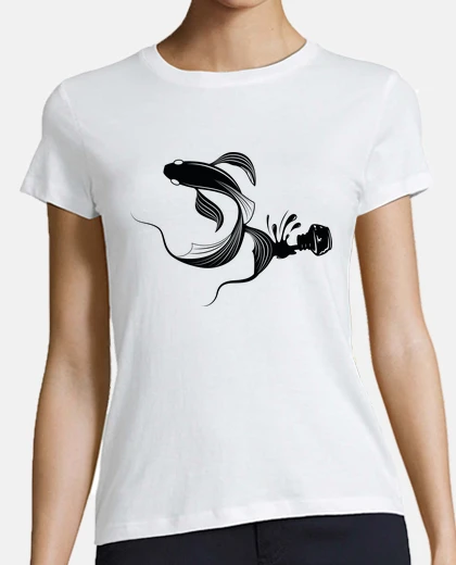 Tee-shirt forme de poisson à l39encre renversée s