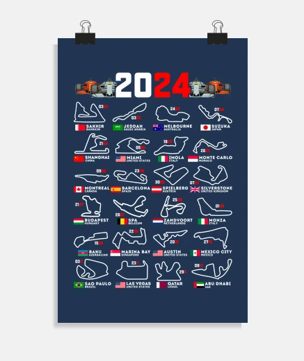 Poster formula 1 racing circuits 2024