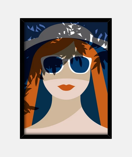 Quadro foto estate ragazza elegante con occhiali da sole spiaggia estate decorativi arte vintage