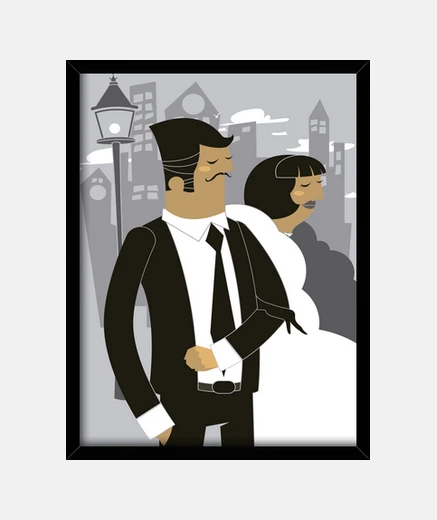 Quadro foto matrimonio appena sposato sposi arte decorativa vintage