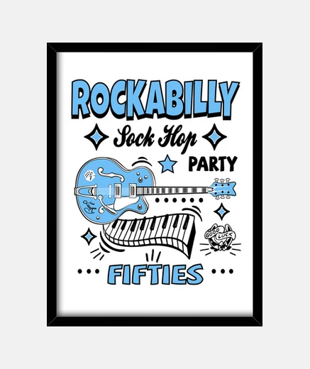 Quadro foto musica chitarra rockabilly vintage anni &#39;50 rock and roll party anni &#39;50 calza vintage 
