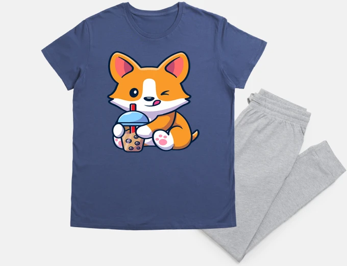 Pyjama fox with a milkshake