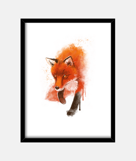 Fox Ink Illustration - Watercolor Animal