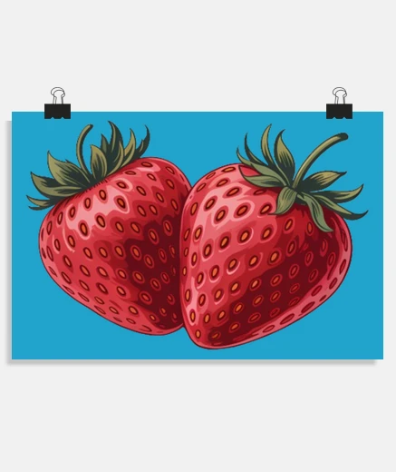 Poster fragole gariguette, mara des bois fun , ufficio, pasticceria, panetteria, soggiorno, stand, boutique