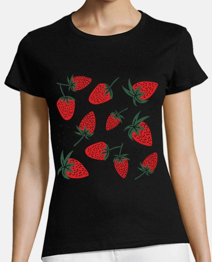 T-shirt fragole per la decorazione di tessuti con motivi, coulis sciroppo