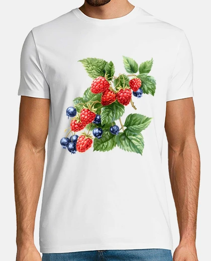 Tee-shirt framboises et myrtilles cottagecore