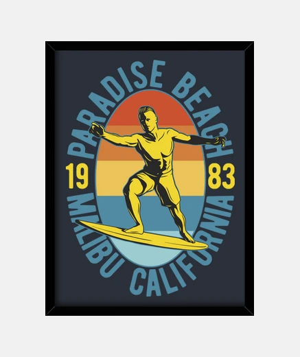 Framed frame 1983 surfing retro surf vintage california usa surf