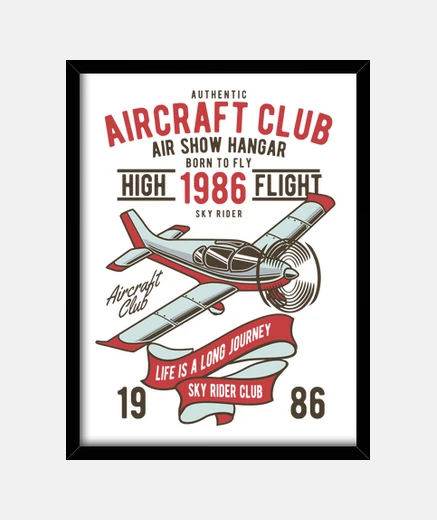 Framed frame aircraft club retro 1986 aircraft 80s vintage
