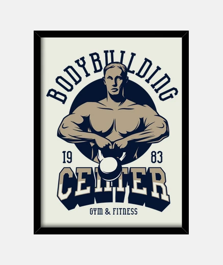 Framed frame gym sport bodybuilding retro style 1983 gym bodybuilder