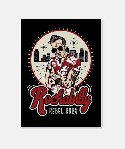 Wall frame rockabilly biker vintage rocker usa rock