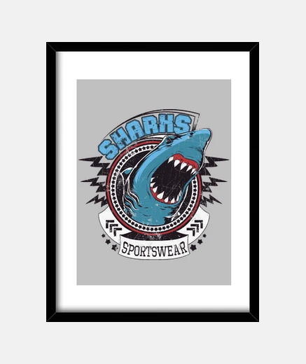 Framed frame with vertical black frame sports shark